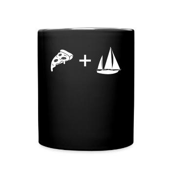 Pizza - Segeln - - Tasse einfarbig - Schwarz - Vorne