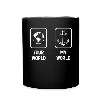 Deine Welt Meine Welt - Anker - - Tasse einfarbig - Schwarz - Vorne