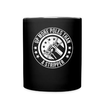 Power Lineman Power Line Electrician - Full Colour Mug - black - Front