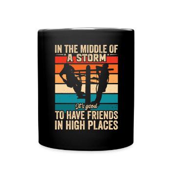 Power Lineman Power Line Electrician - Full Colour Mug - black - Front