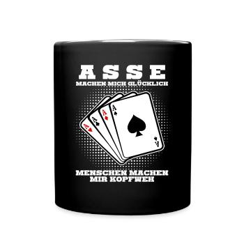 Poker Pokerspieler Pokerkarten - Tasse einfarbig - Schwarz - Vorne