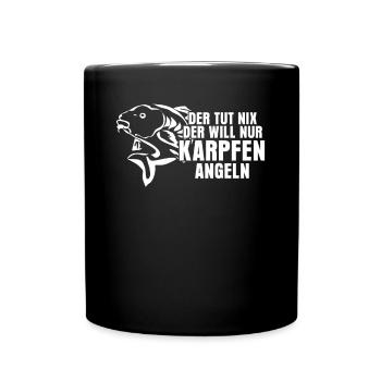 Karpfen Angler tut nix Fischer - Tasse einfarbig - Schwarz - Vorne