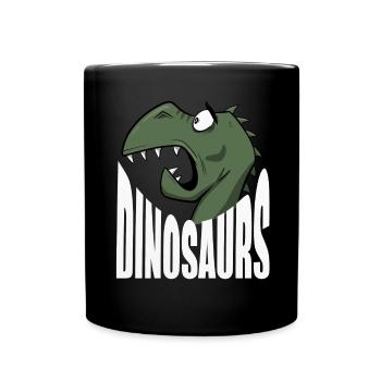 funny Dino Shirt, Dinosaurs, Kids, Stickers - Full Colour Mug - black - Front