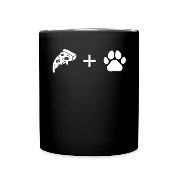 Pizza - Hundepfote - - Tasse einfarbig - Schwarz - Vorne