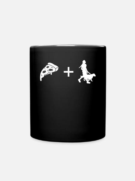 Pizza - Frau mit Hund - - Tasse einfarbig - Schwarz