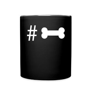 Hashtag - Hundeknochen - - Tasse einfarbig - Schwarz - Vorne