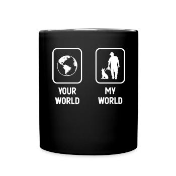 Your World My World - Man with Dog - - Full Colour Mug - black - Front