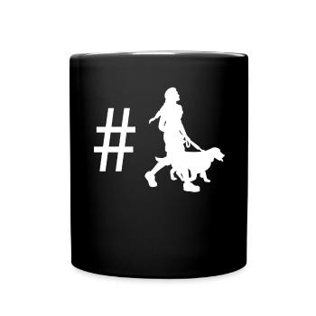 Hashtag - Frau mit Hund - - Tasse einfarbig - Schwarz - Vorne