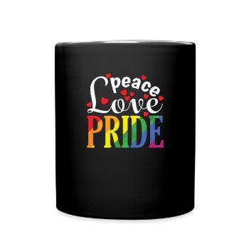 Peace Love Pride LGBT Regenbogenfarben - Tasse einfarbig - Schwarz - Vorne