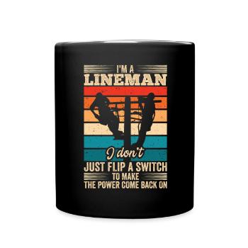 Power Lineman Power Line Electrician - Full Colour Mug - black - Front