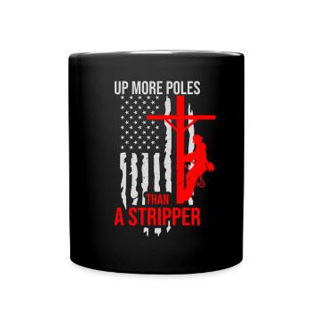 Power Lineman Power Line Electrician - Full Colour Mug - black - Front