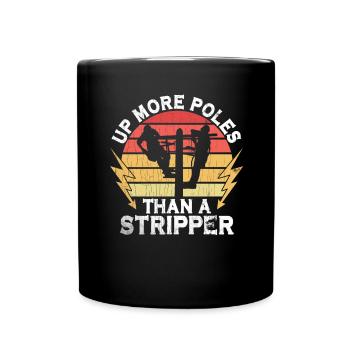 Power Lineman Power Line Electrician - Full Colour Mug - black - Front