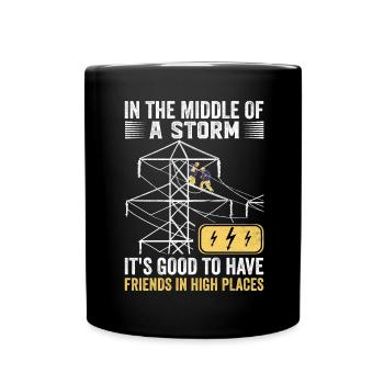 Power Lineman Power Line Electrician - Full Colour Mug - black - Front