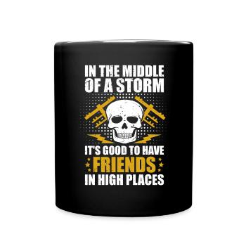 Power Lineman Power Line Electrician - Full Colour Mug - black - Front