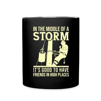 Power Lineman Power Line Electrician - Full Colour Mug - black - Front