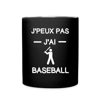 Je peux pas j'ai baseball cadeau baseballeur - Mug uni - noir - Devant