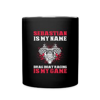 Drag boat design for racing boaters - Full Colour Mug - black - Front