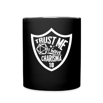 Tabletop Charisma RPG D20 Würfel - Tasse einfarbig - Schwarz - Vorne