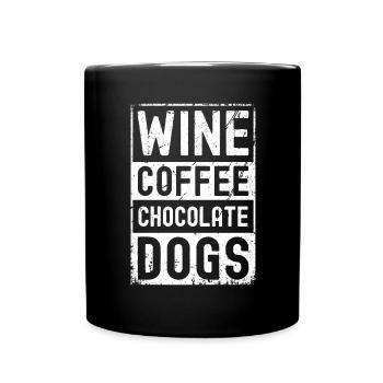Vin-Café-Chocolat-Chiens - Mug uni - noir - Devant