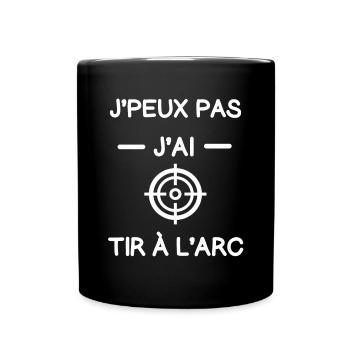 Je peux pas j'ai tir à l'arc cible cadeau archer - Mug uni - noir - Devant