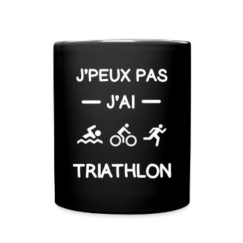 Je peux pas j'ai triathlon cadeau triathlète - Mug uni - noir - Devant