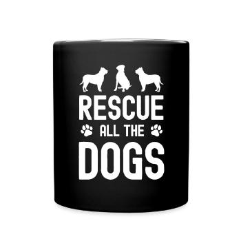 Rette alle Hunde - Tasse einfarbig - Schwarz - Vorne