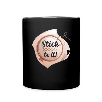 Lustiges Stick To It Kreuzstich Stickerin Sticken - Tasse einfarbig - Schwarz - Vorne