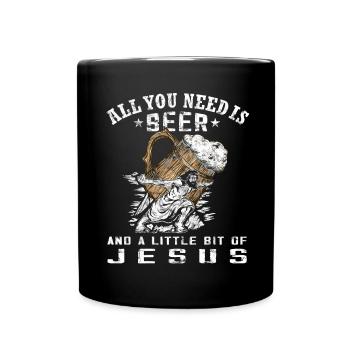 Ce dont vous avez besoin - Drôle Jésus porte de la bière - Mug uni - noir - Devant