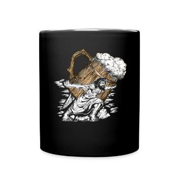 Joyeux Jésus porte de la bière - Mug uni - noir - Devant