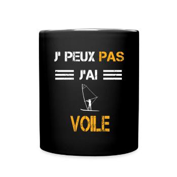 Je peux pas j'ai voile cadeau planchiste - Mug uni - noir - Devant