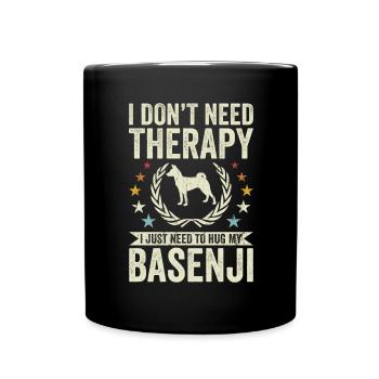 Brauche Keine Therapie - Basenji - Tasse einfarbig - Schwarz - Vorne