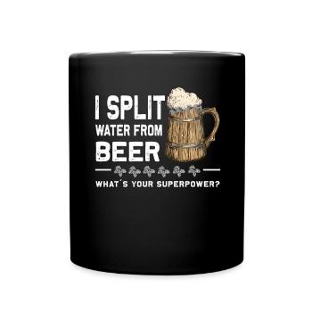 Lustiges Geteiltes Wasser Aus Bier - Tasse einfarbig - Schwarz - Vorne