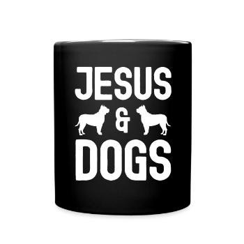 Jésus et les chiens - Mug uni - noir - Devant