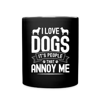 J’aime les chiens, seuls les gens m’ennuient - Mug uni - noir - Devant