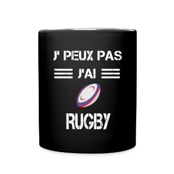 Je peux pas j'ai rugby ballon - Mug uni - noir - Devant