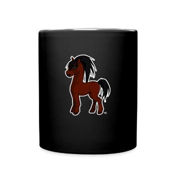 kawaii pferd süßes Pony mit Fantasie - Tasse einfarbig - Schwarz - Vorne