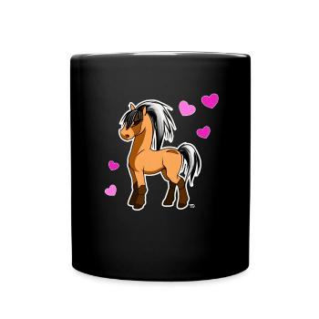 Cute Kawaii Fjord Horse Mignon Poney avec coeur - Mug uni - noir - Devant