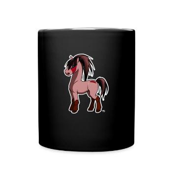 kawaii pferd süßes Pony niedliches - Tasse einfarbig - Schwarz - Vorne