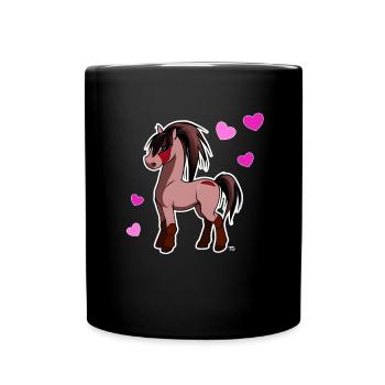 Kawaii cheval mignon manga poney avec des cœurs - Mug uni - noir - Devant
