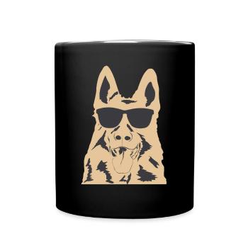 Belgian Molinois with Sunglasses - Tasse einfarbig - Schwarz - Vorne