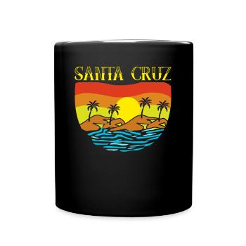 Santa Cruz Holiday Surfer Surfing - Full Colour Mug - black - Front