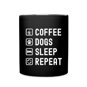 Coffee dogs sleep repetition - Full Colour Mug - black - Front