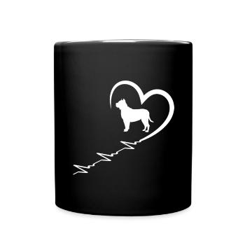Cœur et battement de cœur de chien - Mug uni - noir - Devant