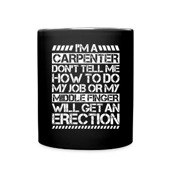 Zimmerer Zimmermann Zimmerei Carpenter Carpentry - Tasse einfarbig - Schwarz - Vorne