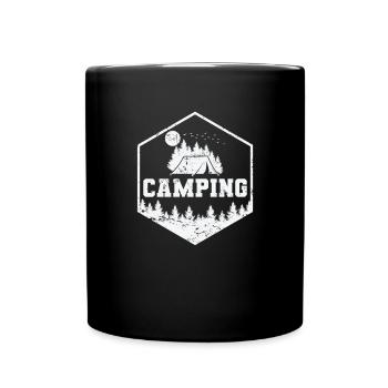 Camping holiday caravan or tent - Full Colour Mug - black - Front