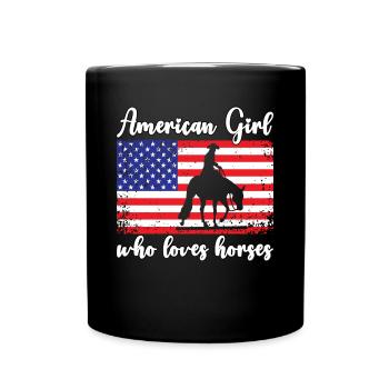 Fille américaine qui aime les chevaux western horse - Mug uni - noir - Devant
