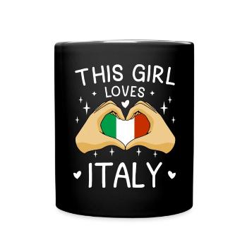 Italien Fahne Herz Urlaub Italienische Fahne - Tasse einfarbig - Schwarz - Vorne