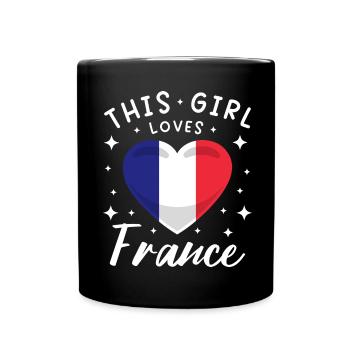 Frankreich Flagge Herz Französische Fahne - Tasse einfarbig - Schwarz - Vorne