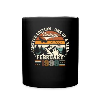 Februar Vintage 1998 Retro Geburtstag Geschenk - Tasse einfarbig - Schwarz - Vorne