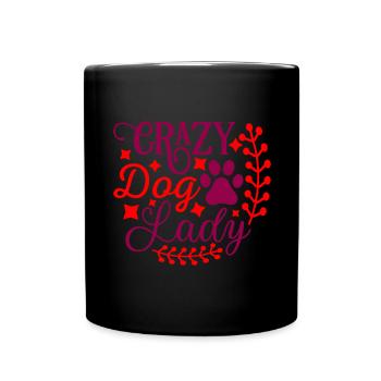 Crazy Dog Lady - Red Stars - Full Colour Mug - black - Front